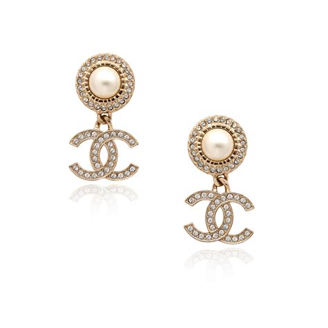 chanel earrings cc white gold|chanel cc earrings price list.